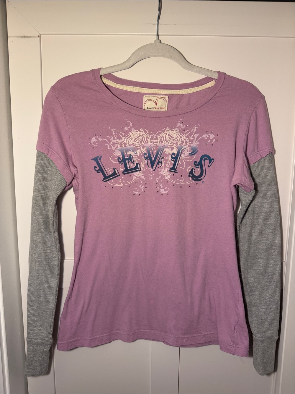 Vintage Levi's Women's Lavender Layered Long-Sleeve Top